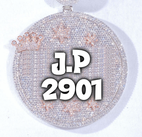 CUSTOM LETTER NECKLACE 3D BIG CROWN DISC