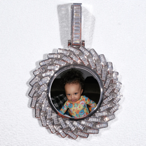 Large 3D Baguette Custom Picture Pendant