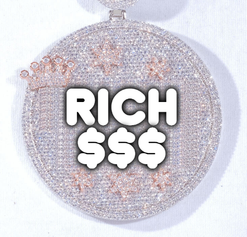 CUSTOM LETTER NECKLACE 3D BIG CROWN DISC