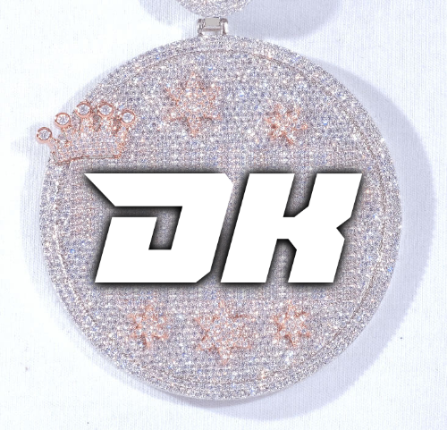 CUSTOM LETTER NECKLACE 3D BIG CROWN DISC