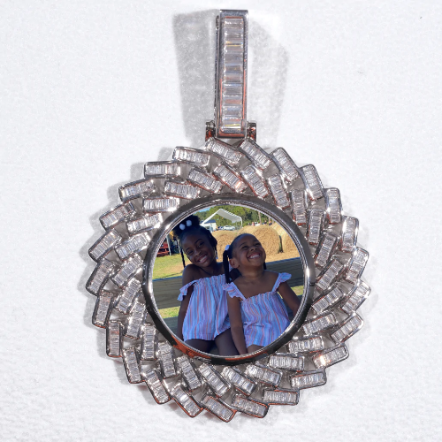 Large 3D Baguette Custom Picture Pendant
