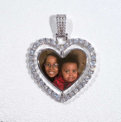 3D Spinning 2-Faced Heart Custom Picture Pendant