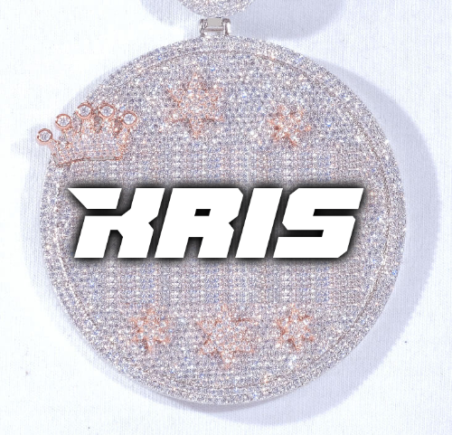 CUSTOM LETTER NECKLACE 3D BIG CROWN DISC