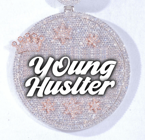 CUSTOM LETTER NECKLACE 3D BIG CROWN DISC