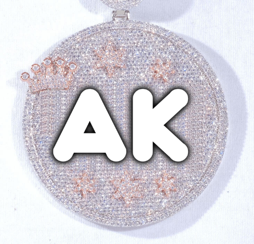 CUSTOM LETTER NECKLACE 3D BIG CROWN DISC