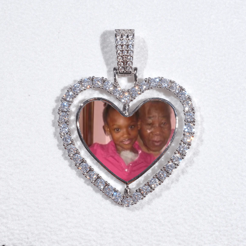 3D Spinning 2-Faced Heart Custom Picture Pendant