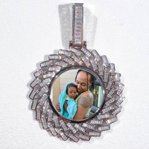 Large 3D Baguette Custom Picture Pendant