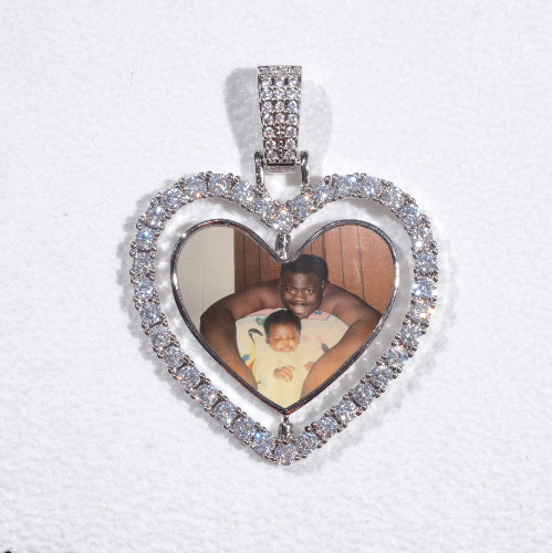 3D Spinning 2-Faced Heart Custom Picture Pendant