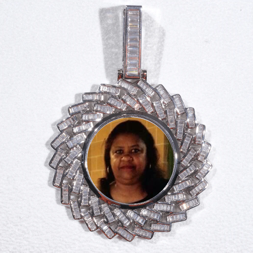 Large 3D Baguette Custom Picture Pendant