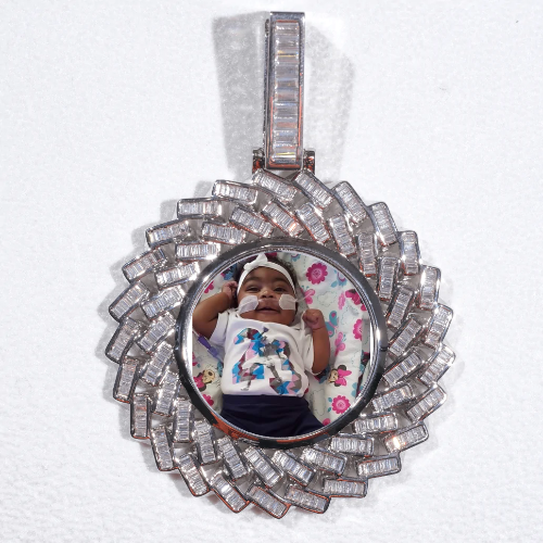 Large 3D Baguette Custom Picture Pendant
