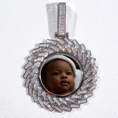 Large 3D Baguette Custom Picture Pendant