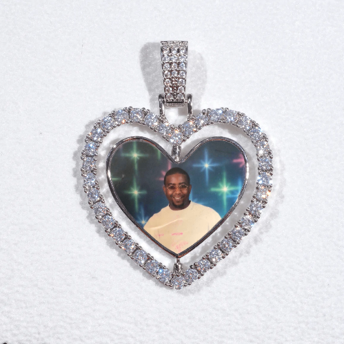 3D Spinning 2-Faced Heart Custom Picture Pendant