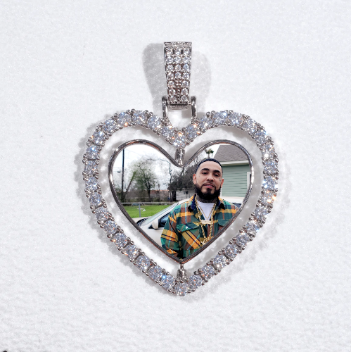 3D Spinning 2-Faced Heart Custom Picture Pendant