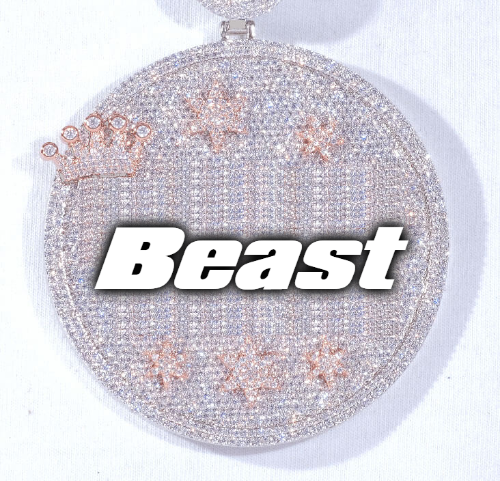 CUSTOM LETTER NECKLACE 3D BIG CROWN DISC