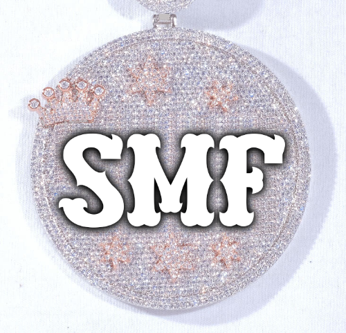 CUSTOM LETTER NECKLACE 3D BIG CROWN DISC