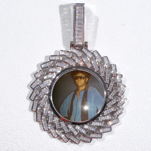 Large 3D Baguette Custom Picture Pendant