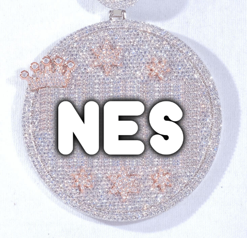 CUSTOM LETTER NECKLACE 3D BIG CROWN DISC