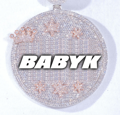 CUSTOM LETTER NECKLACE 3D BIG CROWN DISC