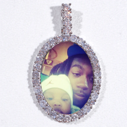 Large 3D Oval Custom Picture Pendant