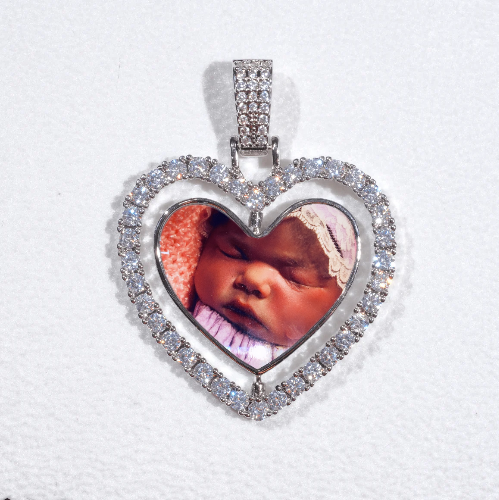 3D Spinning 2-Faced Heart Custom Picture Pendant