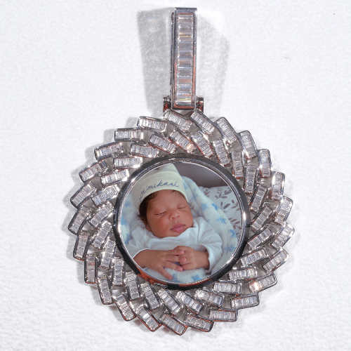 Large 3D Baguette Custom Picture Pendant