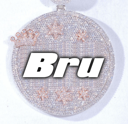 CUSTOM LETTER NECKLACE 3D BIG CROWN DISC