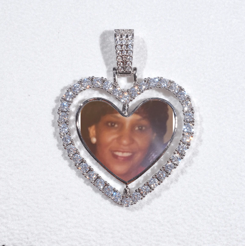 3D Spinning 2-Faced Heart Custom Picture Pendant
