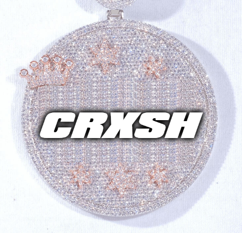 CUSTOM LETTER NECKLACE 3D BIG CROWN DISC