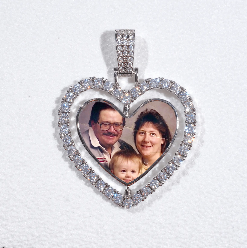 3D Spinning 2-Faced Heart Custom Picture Pendant