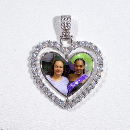 3D Spinning 2-Faced Heart Custom Picture Pendant