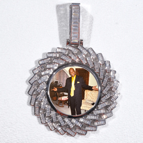 Large 3D Baguette Custom Picture Pendant