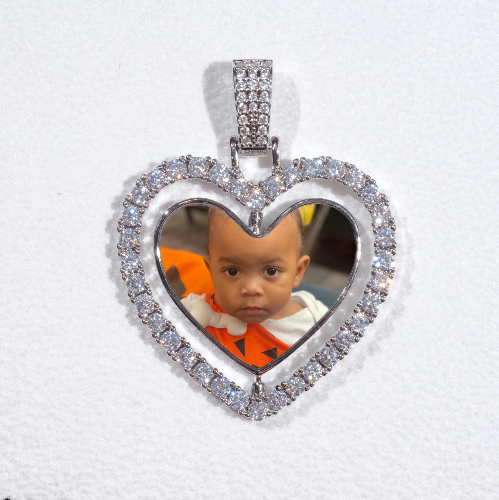 3D Spinning 2-Faced Heart Custom Picture Pendant