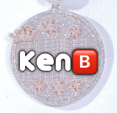 CUSTOM LETTER NECKLACE 3D BIG CROWN DISC