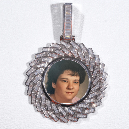 Large 3D Baguette Custom Picture Pendant