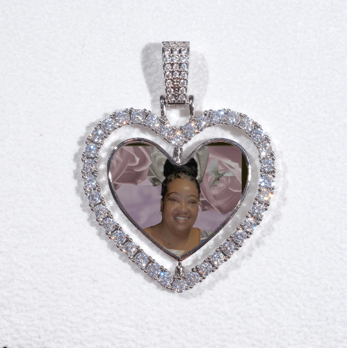 3D Spinning 2-Faced Heart Custom Picture Pendant