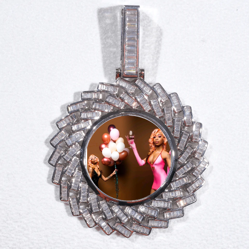 Large 3D Baguette Custom Picture Pendant