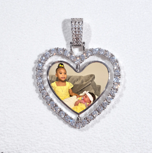 3D Spinning 2-Faced Heart Custom Picture Pendant