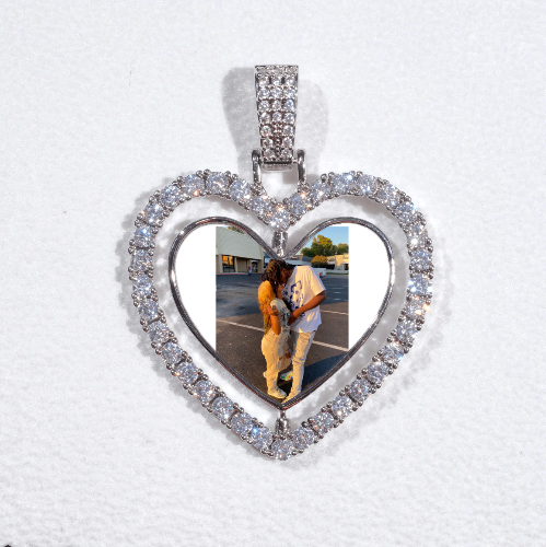 3D Spinning 2-Faced Heart Custom Picture Pendant