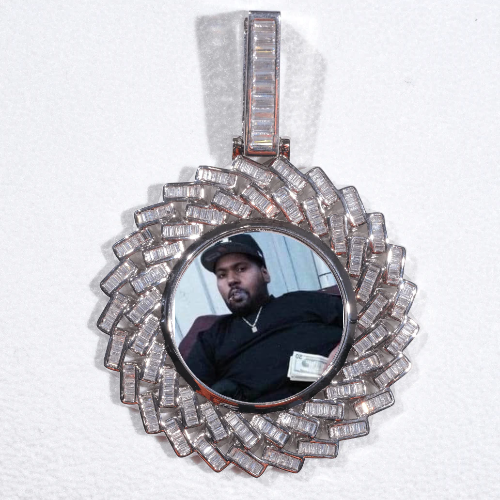 Large 3D Baguette Custom Picture Pendant