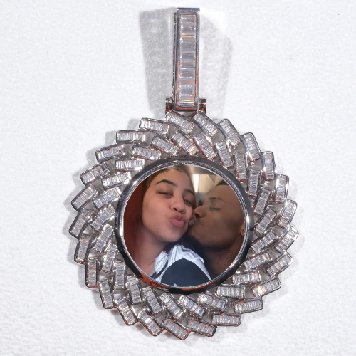 Large 3D Baguette Custom Picture Pendant
