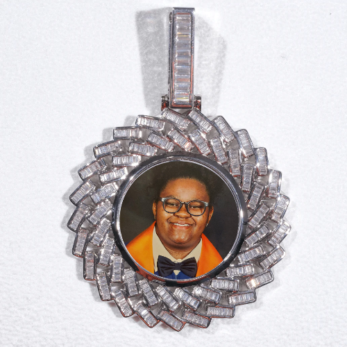 Large 3D Baguette Custom Picture Pendant