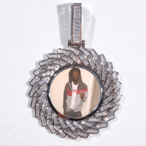 Large 3D Baguette Custom Picture Pendant
