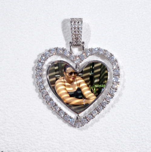 3D Spinning 2-Faced Heart Custom Picture Pendant