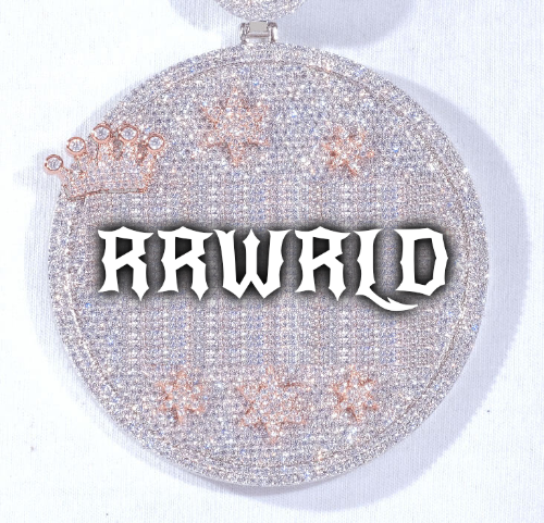 CUSTOM LETTER NECKLACE 3D BIG CROWN DISC