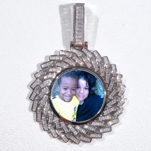 Large 3D Baguette Custom Picture Pendant