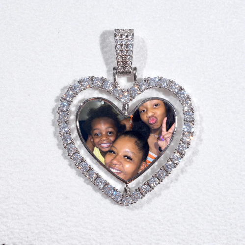 3D Spinning 2-Faced Heart Custom Picture Pendant