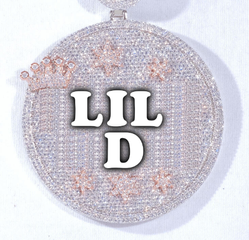 CUSTOM LETTER NECKLACE 3D BIG CROWN DISC