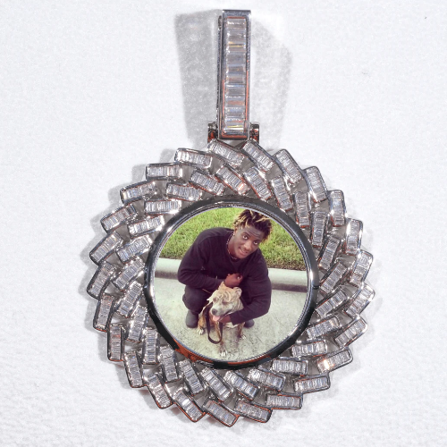 Large 3D Baguette Custom Picture Pendant