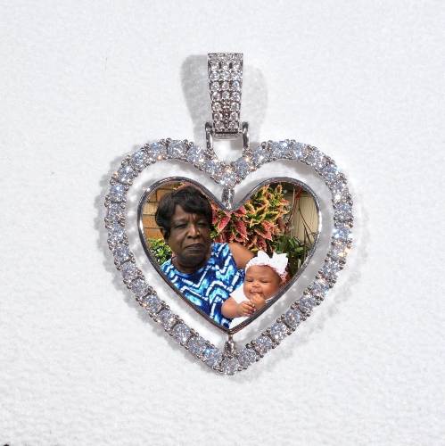 3D Spinning 2-Faced Heart Custom Picture Pendant