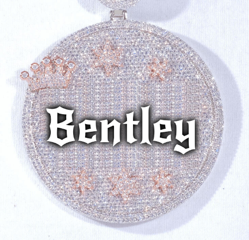 CUSTOM LETTER NECKLACE 3D BIG CROWN DISC